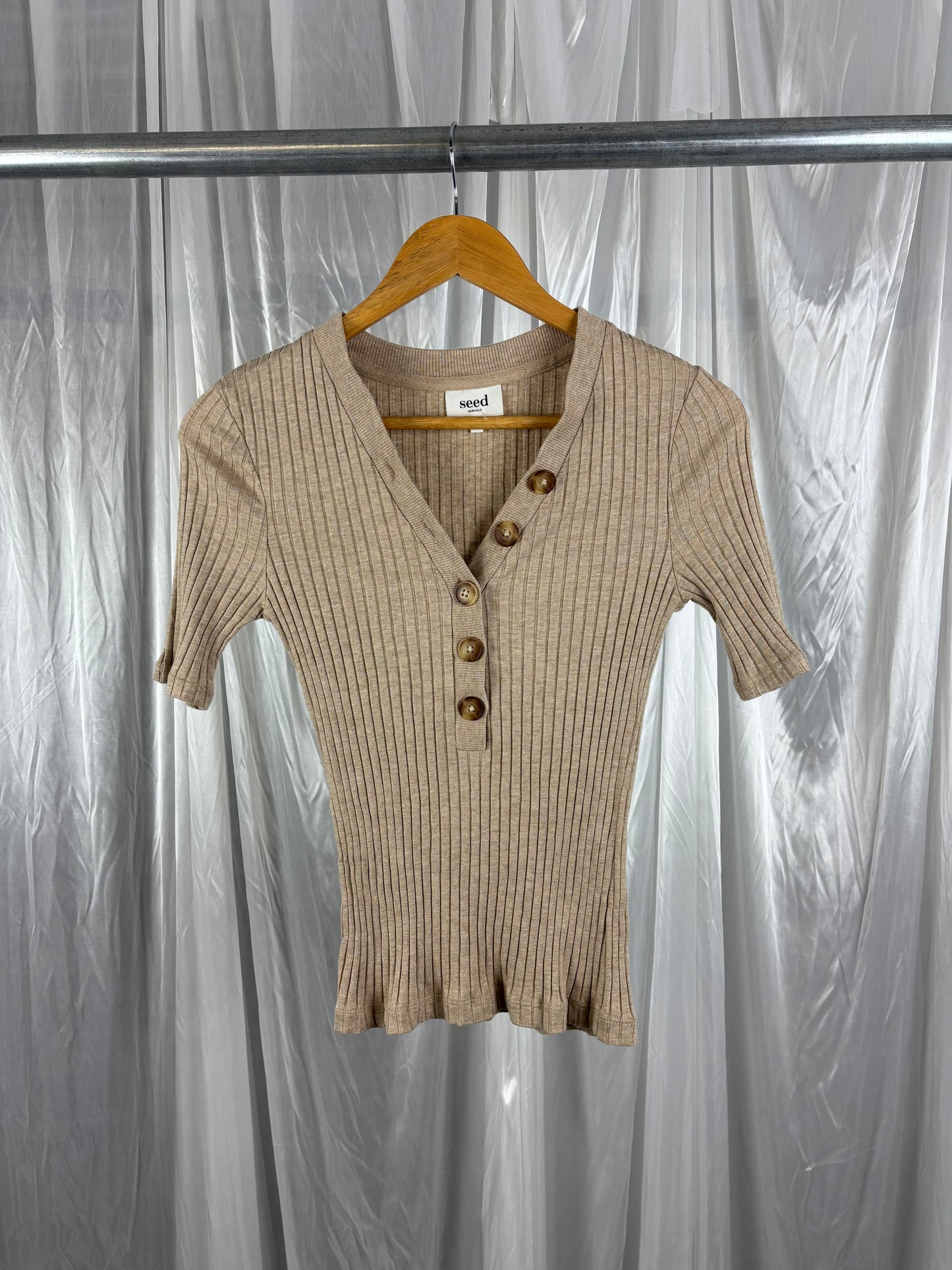 Seed Brown Ribbed Top - XS