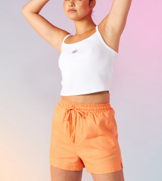 Jay Jays Orange Linen Blend Shorts - XS