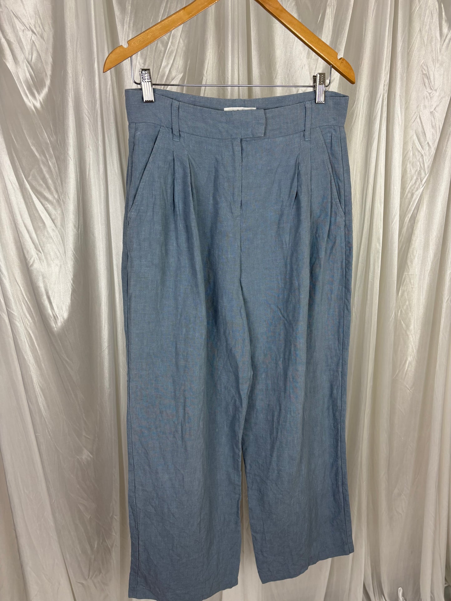 Aere Blue Palazzo Linen Pants - 12