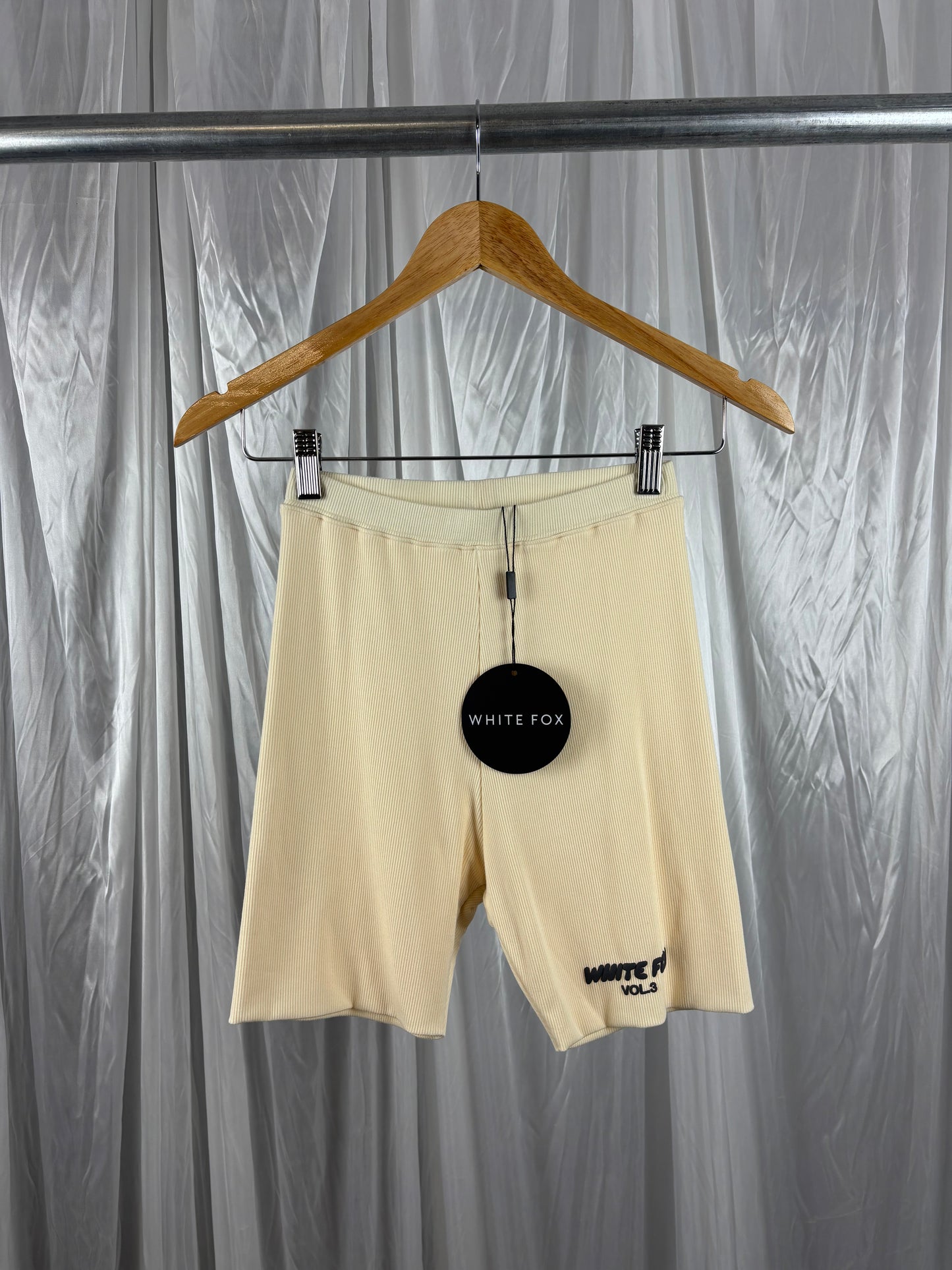 White Fox Ribbed Shorts - XS