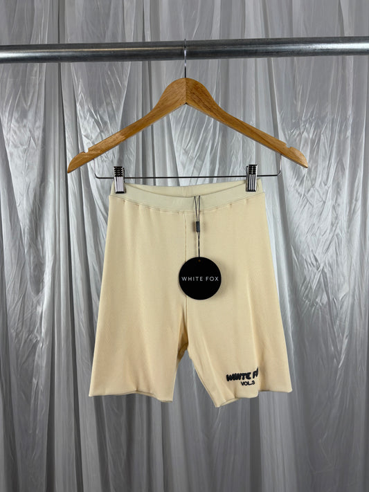 White Fox Ribbed Shorts - XS