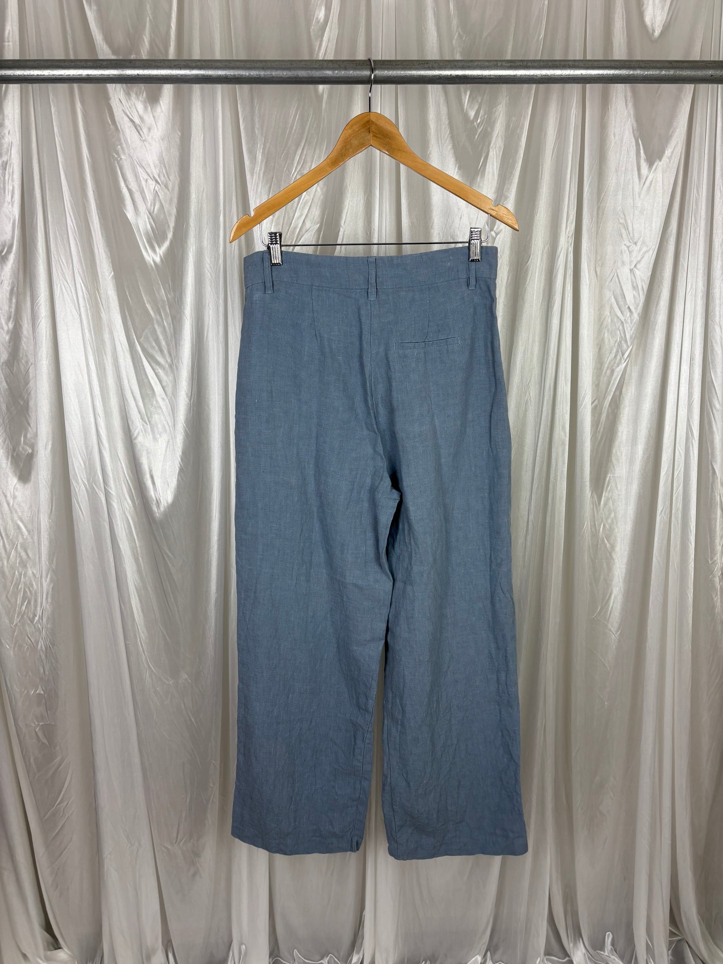 Aere Blue Palazzo Linen Pants - 12