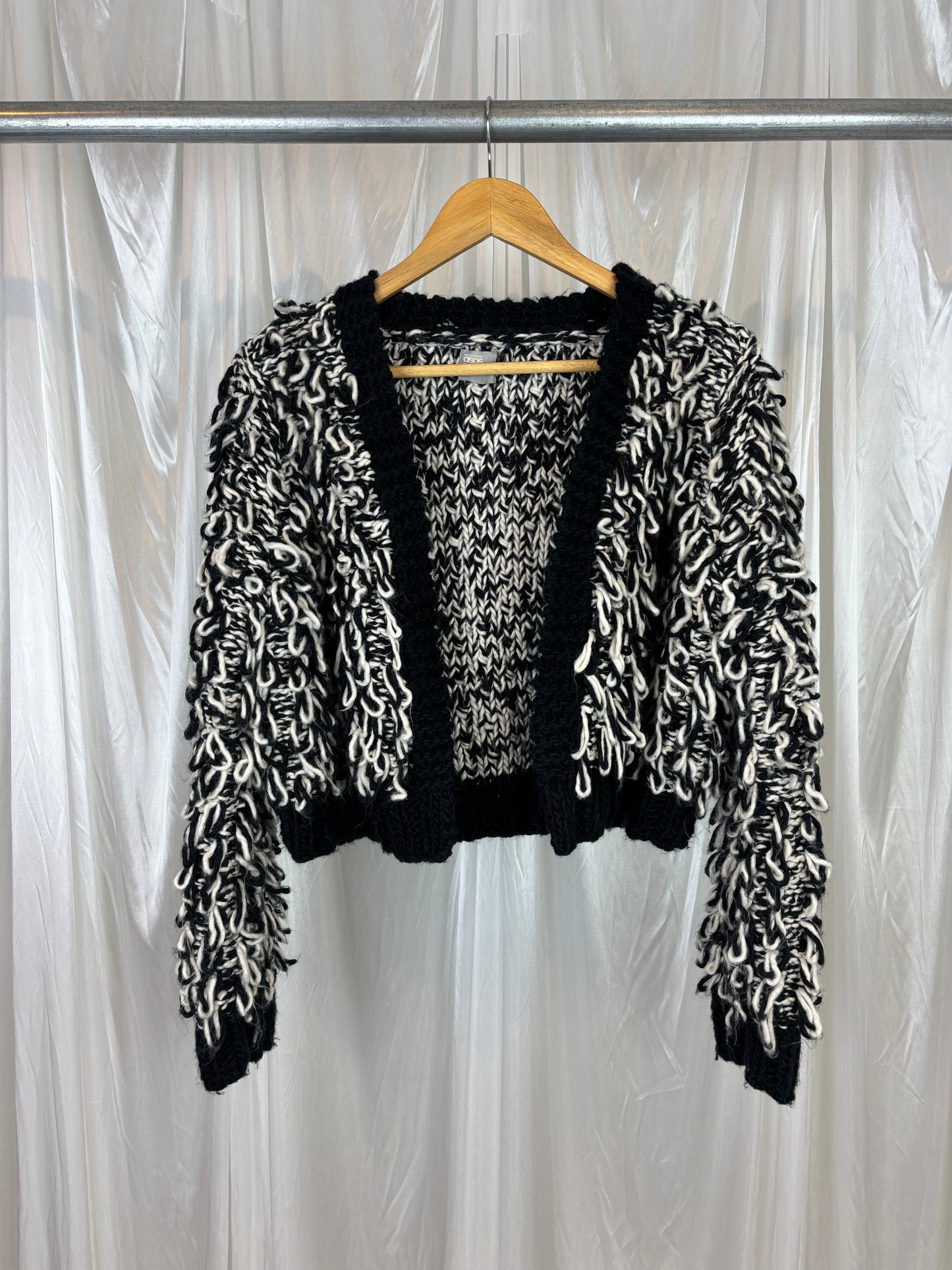 ASOS Black & White Shaggy Cardigan - 12