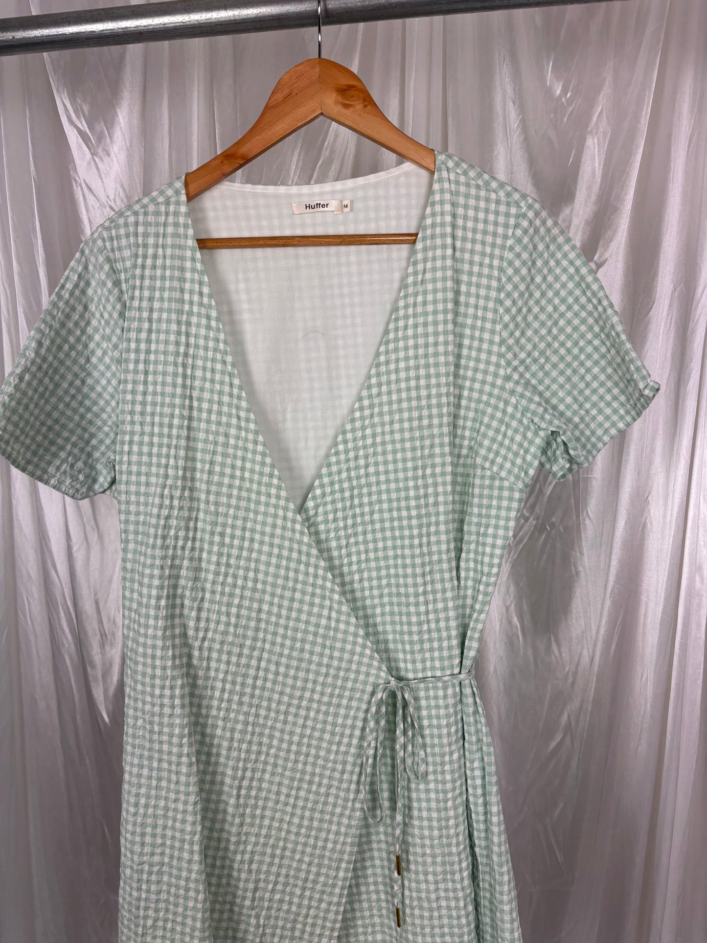 Huffer Gingham Wrap Dress - 14
