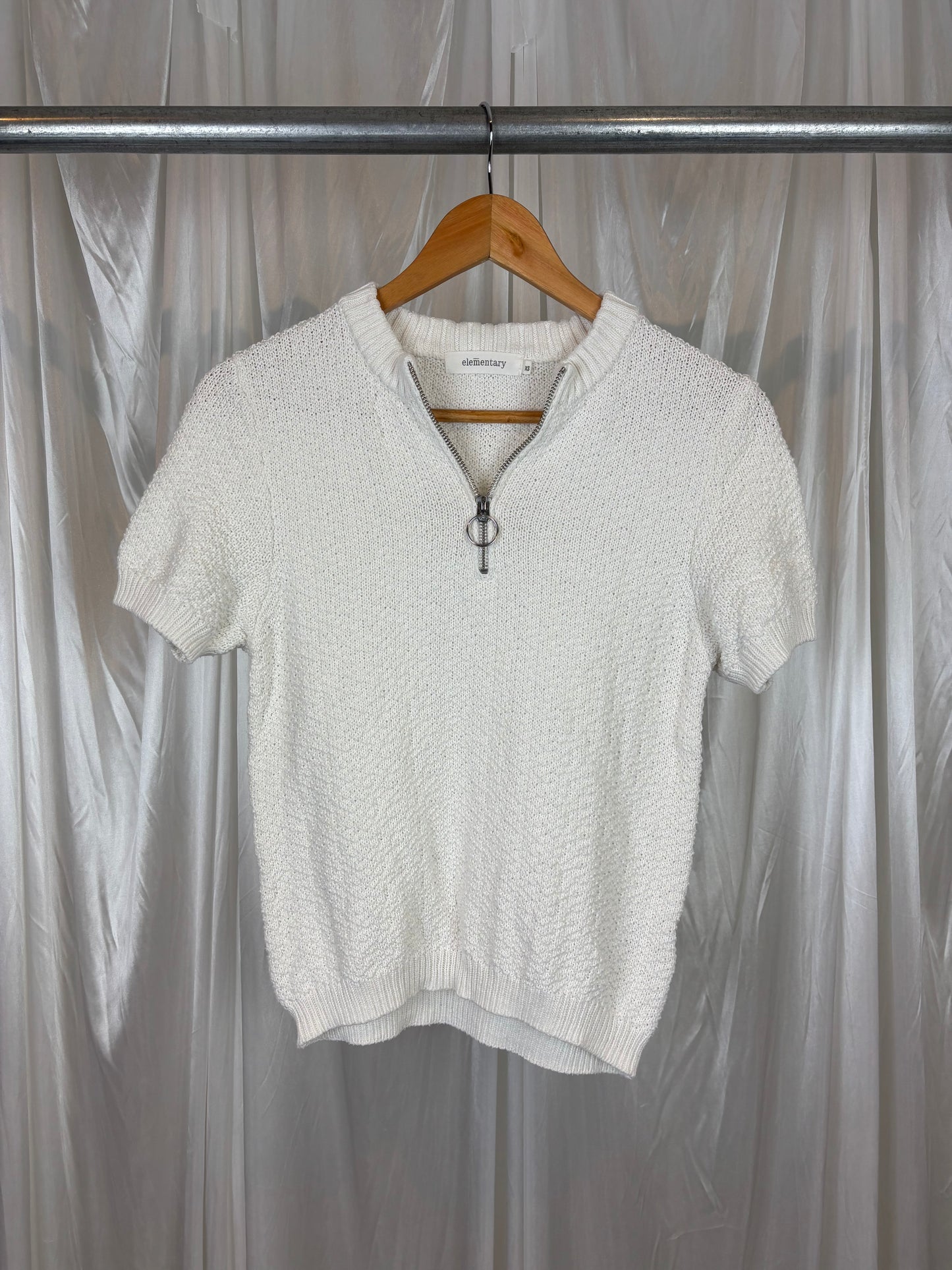 Elementary White 1/4 Zip Top - XS