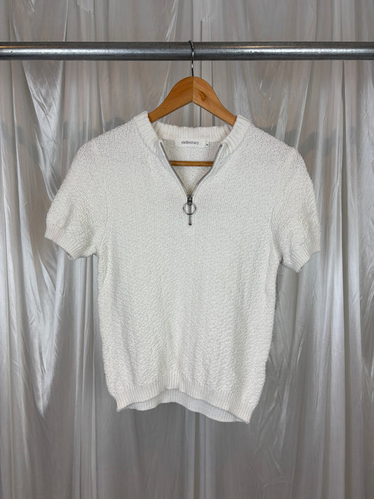 Elementary White 1/4 Zip Top - XS