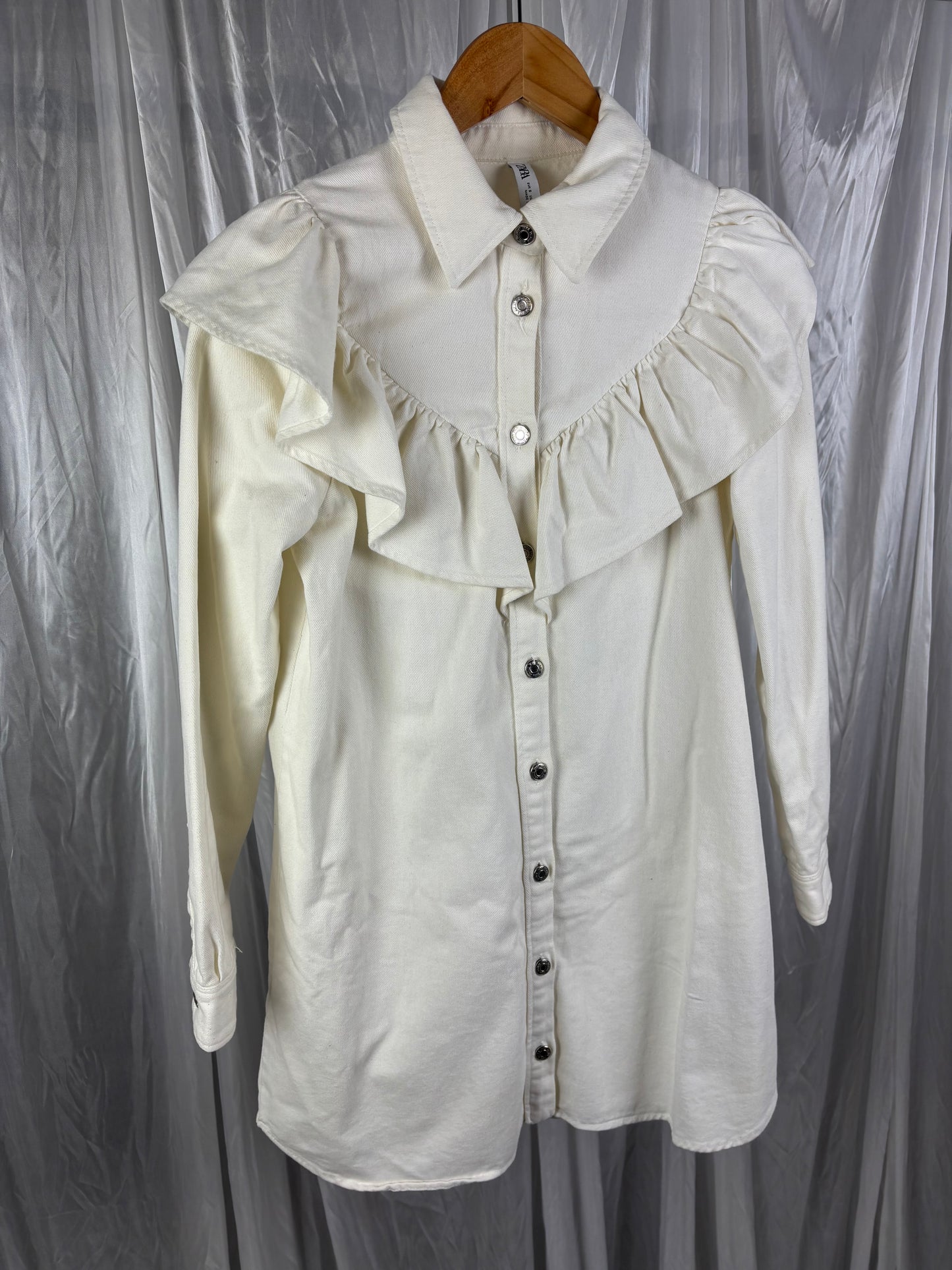 Zara White Denim Dress - S