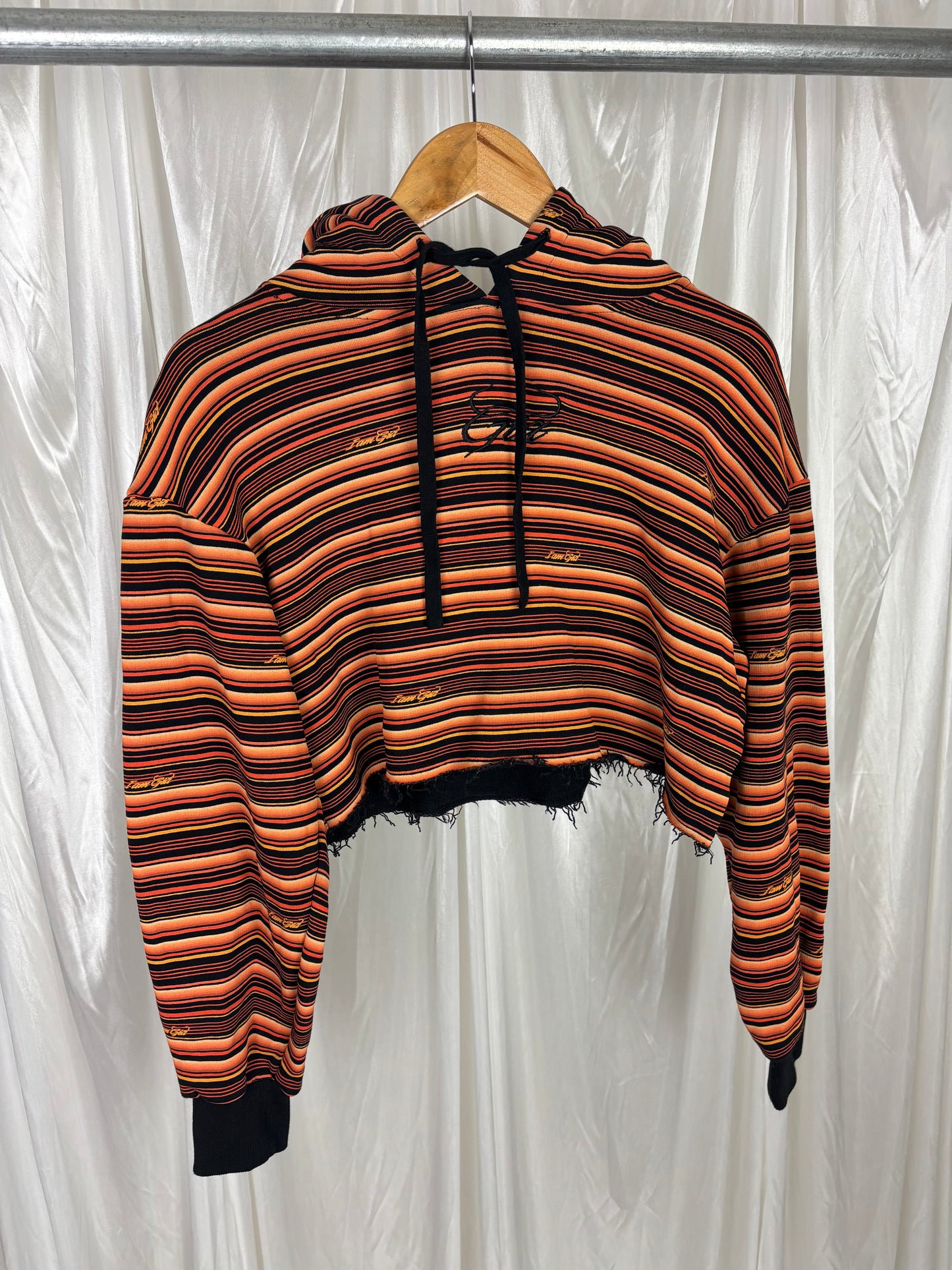 I Am Gia Striped Cropped Hoodie - XS